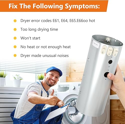 Miniatura 5 de Elemento calefactor de secadora 134792700 con limitador térmico 137032600 y termostato 3204267 compatible con secadores Electrolux Frigidaire,