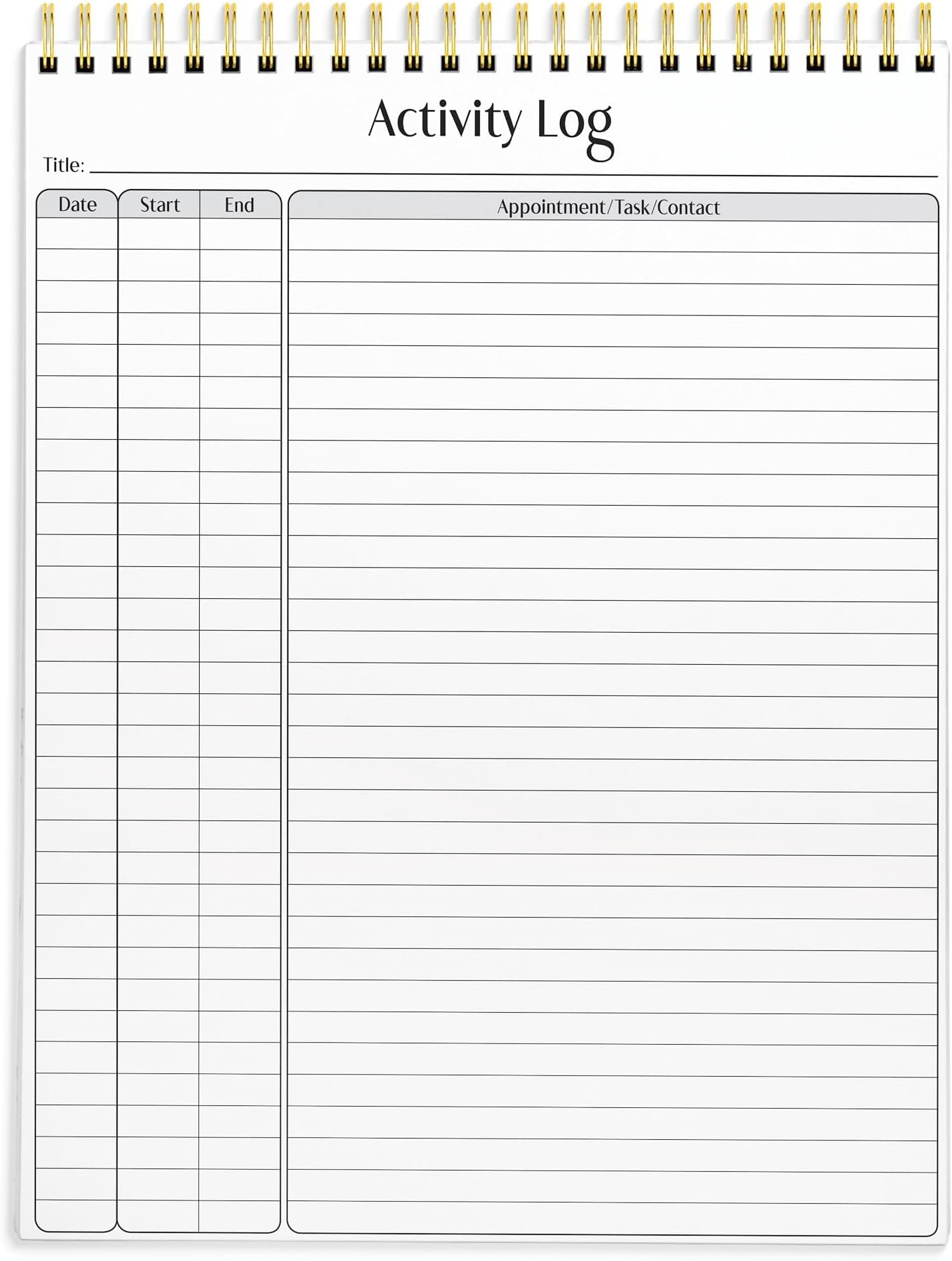 Better Office Products Activity Log Notepad, 8.5" x 11", Planning Note Pad, 50 Sheets, Double-Wire Spiral, Daily Time Tracking Productivity Checklist Organizer,(1 Pack)