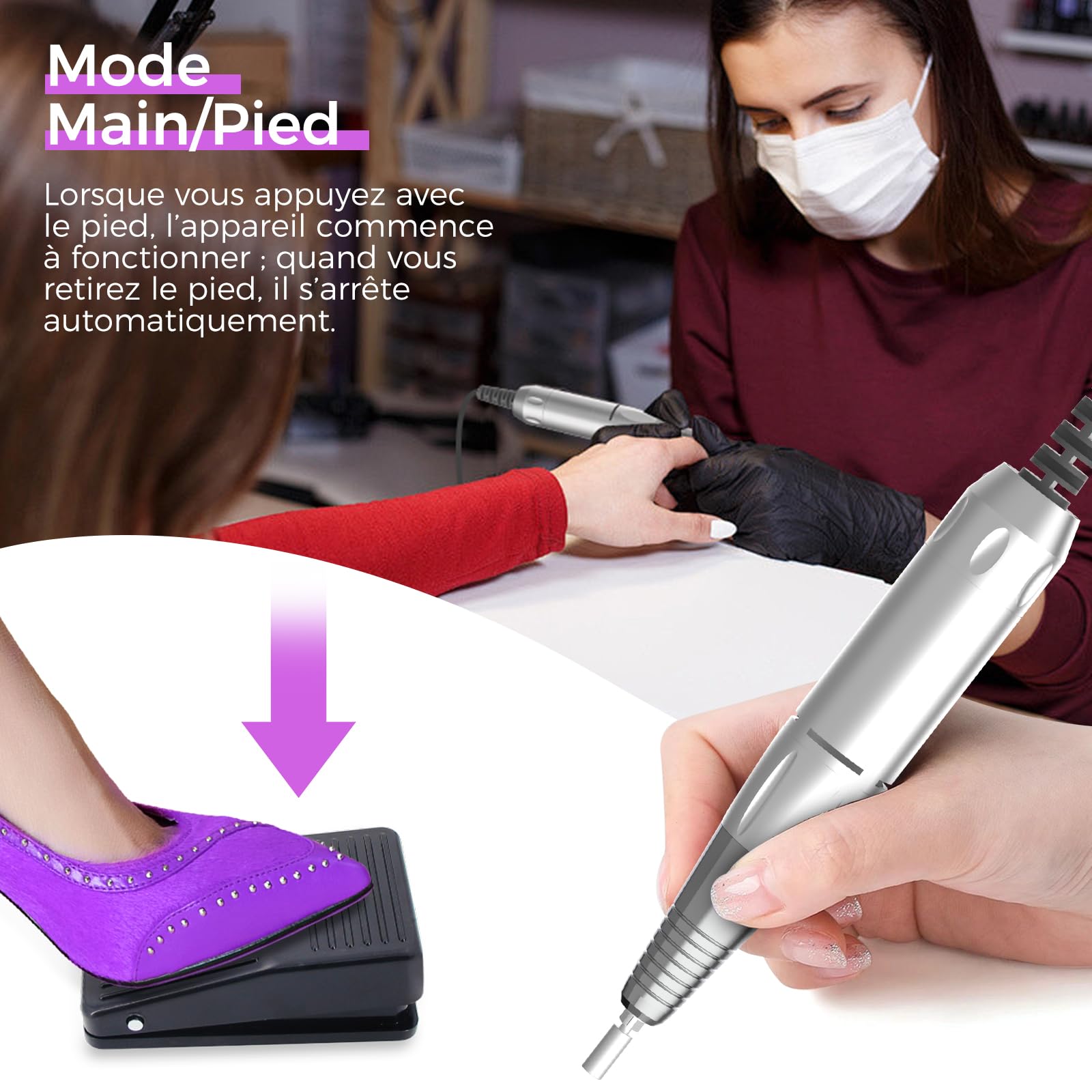 NAILGIRLS Ponceuse pour Ongles Professionnelle 35000RPM 11 en 1, Vitesse Réglable et Portable, avec Écran LCD pour Pédicure/Manucure et Pédale, Puissante et Silencieuse, pour Salon/Maison