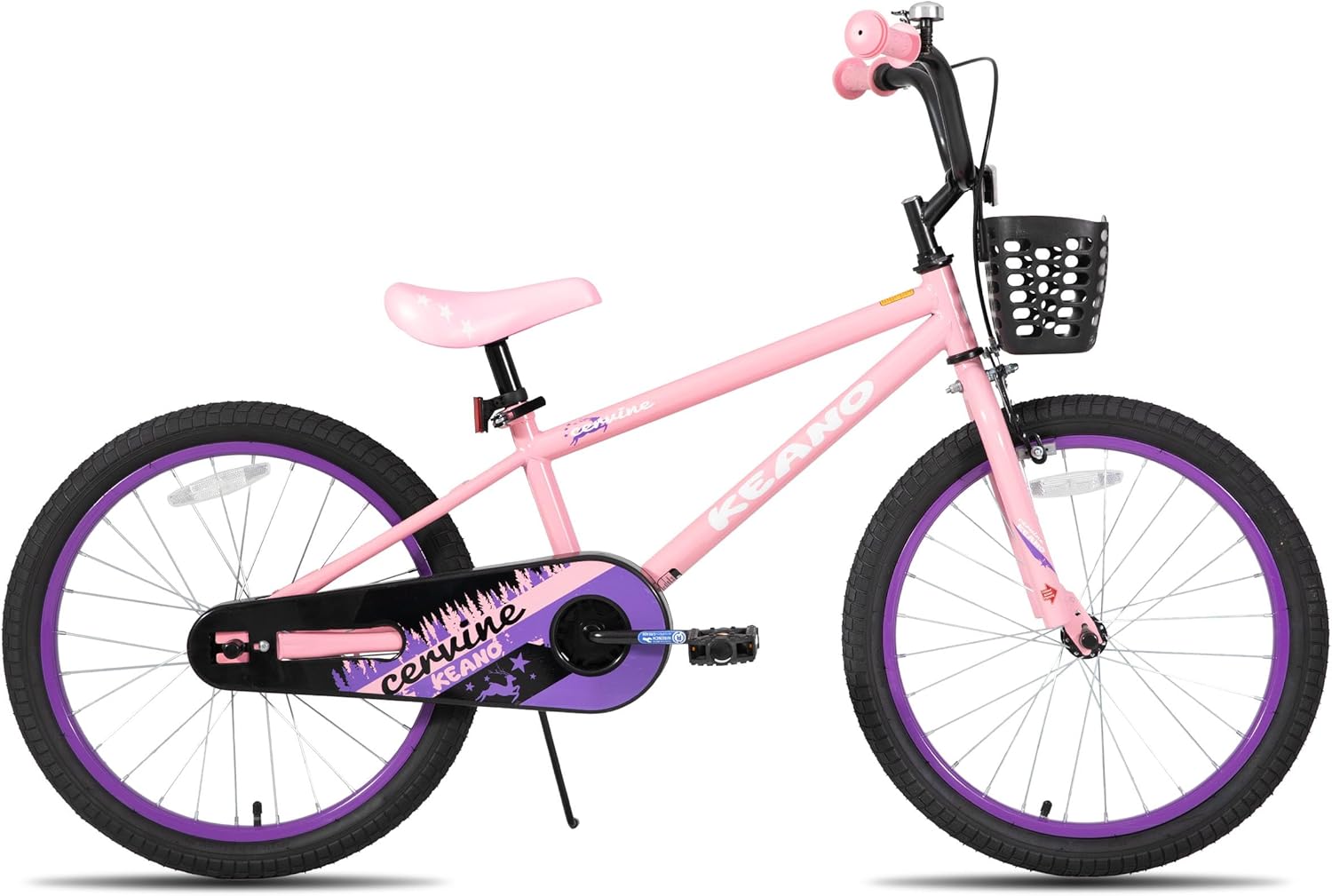 KEANO Cervine 14 16 20 Inch Kids Bike for Boys Girls Ages 3-10 Years, 14 16 Inch Toddler BMX Bikes with Training Wheels and Basket, 20 in Children Bicycles with Kickstand Pink 20 Inch With Kickstand