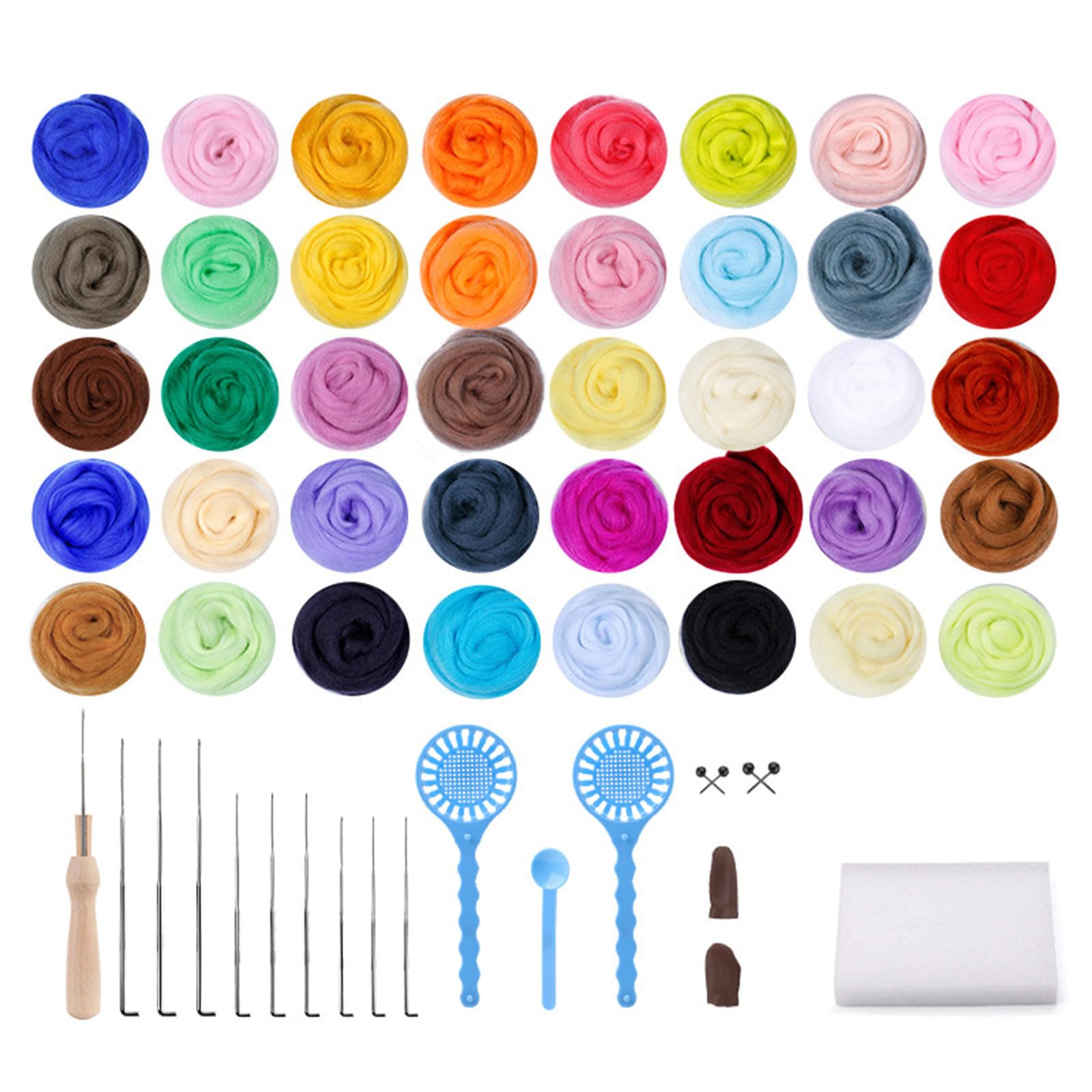 Hsioluted Needle Felting Kits 40 Colors Wool Roving Set Needle Felting Starter Kits with Tool Supplies Set