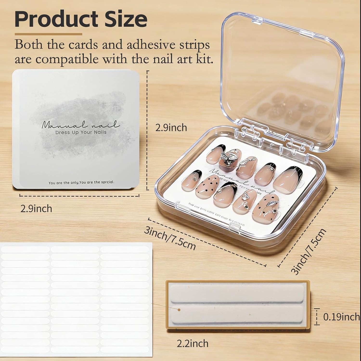 20 Pack Press on Nail Packaging Kit - Clear Press on Nail Boxes with Cards and Adhesive Tape, Professional Nail Case for Small Business and Storage DIY Nail Projects
