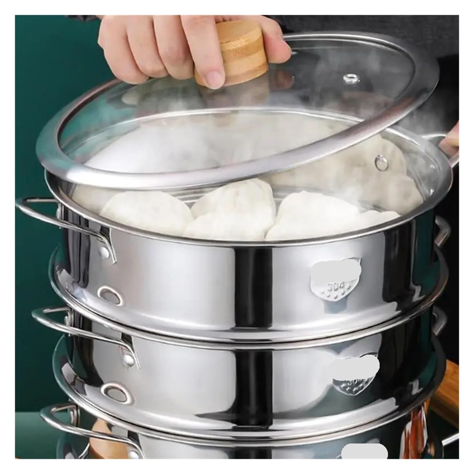 Cestello Cottura A Vapore Inox Vaporiera multifunzionale in acciaio inossidabile con doppia griglia for la cottura a vapore, cuoci-riso, cestello di scarico, utensili da cucina(22cm)