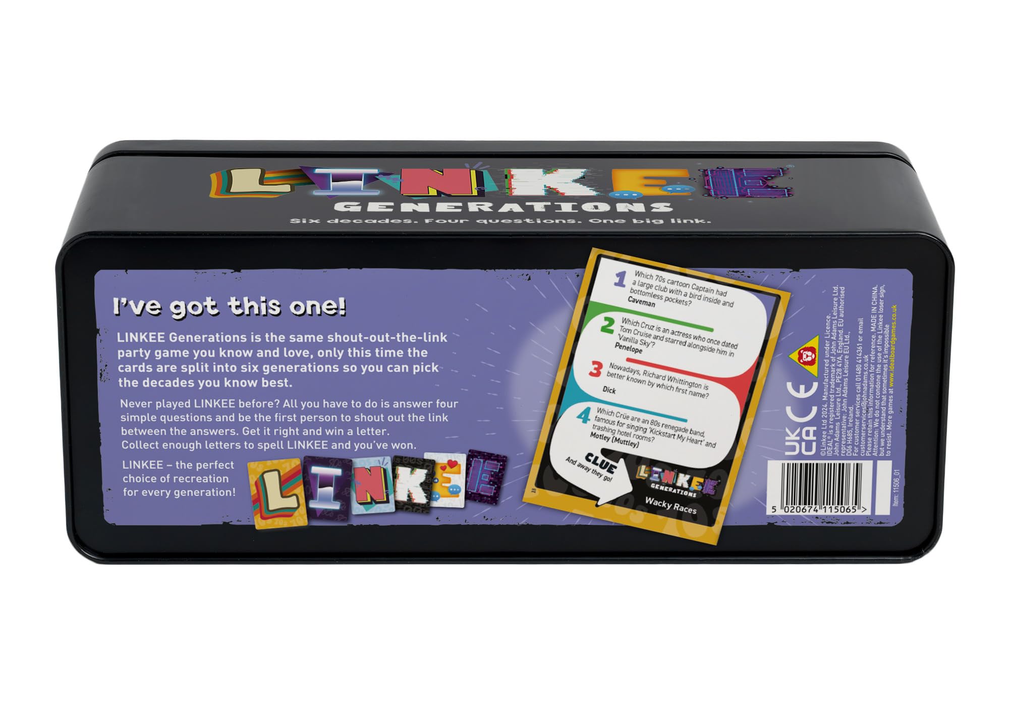 Ideal | LINKEE Generations Juego de Preguntas de Trivia de décadas: Cuatro pequeñas Preguntas con un Gran Enlace. 1970, 80, 90, 00 a 2020 Adolescentes, Adultos y familias, más de 3