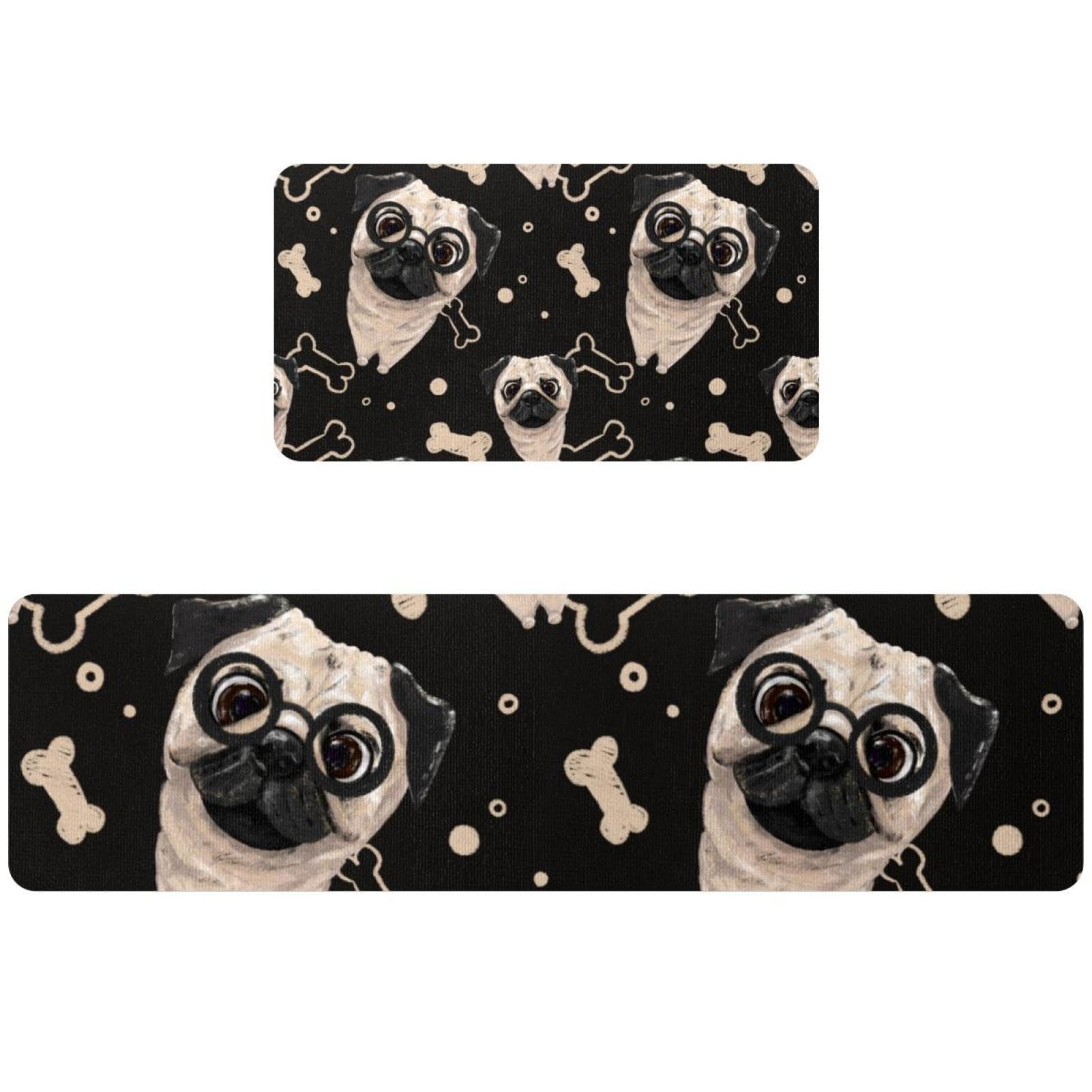 Tapis de cuisine carlin noir lot de 2 antidérapants pour couloir et buanderie