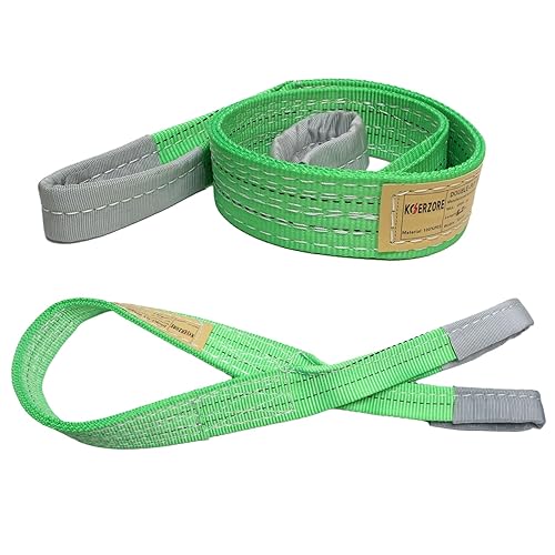 Miniatura 8 de Paquete de 2 correas de elevación resistentes de 3,05 cm x 2,44 m, juego de eslingas de nailon para izar, aparejo y elevación industrial