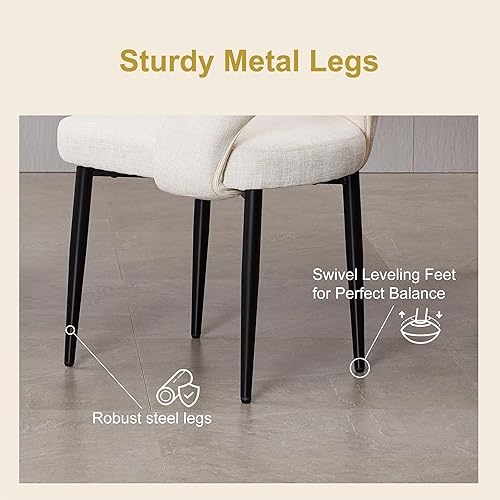 Miniatura 6 de Sillas de comedor modernas, sillas de cocina tapizadas de tela con cómodo asiento acolchado y patas de metal resistentes, sillas laterales de granja