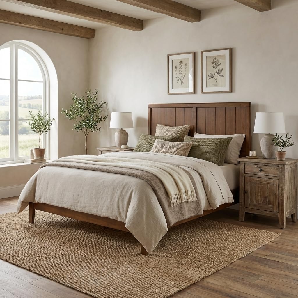 Wood Full Headboard Classic Solid Wood Construction, Durable Finish, Easy Assembly, Stylish Design for Bedroom, Single Piece, Robust Support