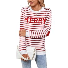 shermie Womens Stripes Sweaters Long Sleeve Crewneck Cute Heart Elbow Patch Sweater
