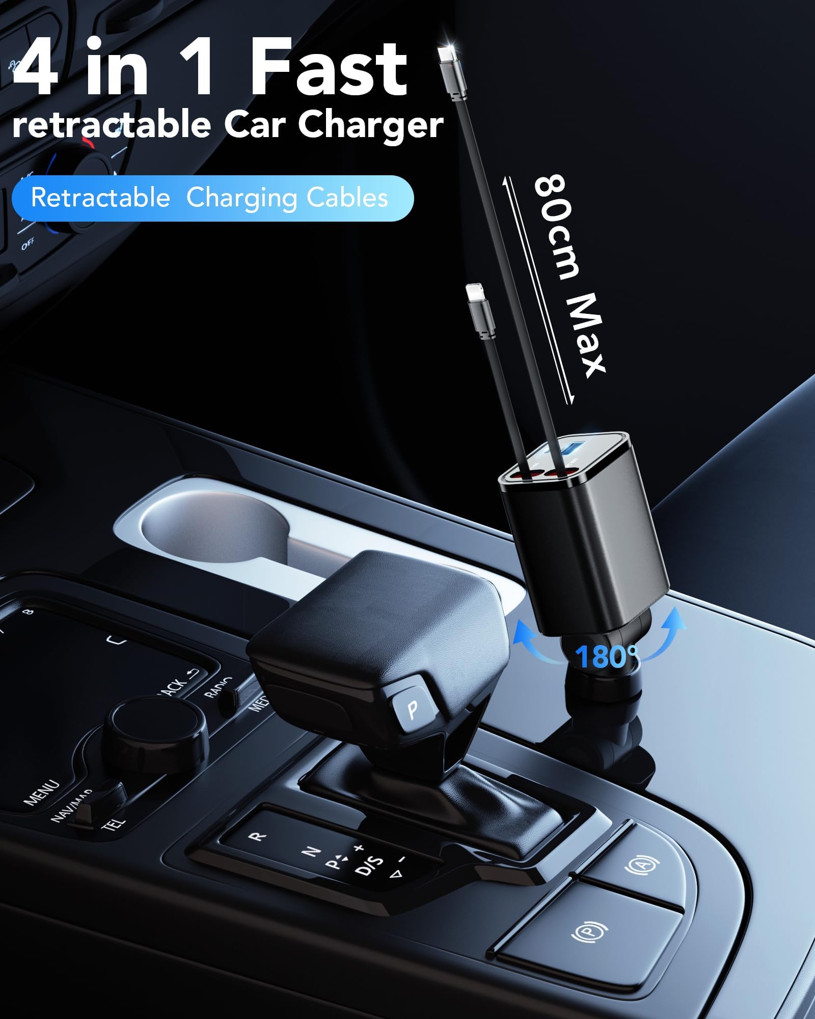 Aimtel Allume Cigare USB C 69W 4 en 1 Chargeur Allume Cigare Compatible avec iPhone 17/Galaxy/Google, Chargeur Voiture Rétractable de Voyage comme Cadeau Vacances
