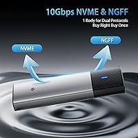 Vista 3 de Carcasa SSD de 10 Gbps, M.2 NVME USB C sin herramientas, carcasa de disco duro de aluminio con cable de 11.81 pulgadas, llave M PCI-E SATA/(B+M)