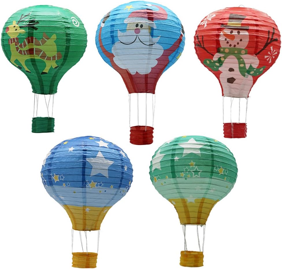 ADLKGG Hanging Hot Air Balloon Paper Lanterns Set, Party Decoration Birthday Wedding Christmas Party Decor Gift, 12 inch, Pack of 5 Pieces