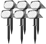 6 Pack Solar Spot Lights Outdoor Waterproof IP67, 28 LED 3 Modes d'éclairage Pleins feux sur le paysage, USB & Solaire lumières murales Illuminate Yard Garden House Garage pour le sentier extérieur Porch - Blanc froid