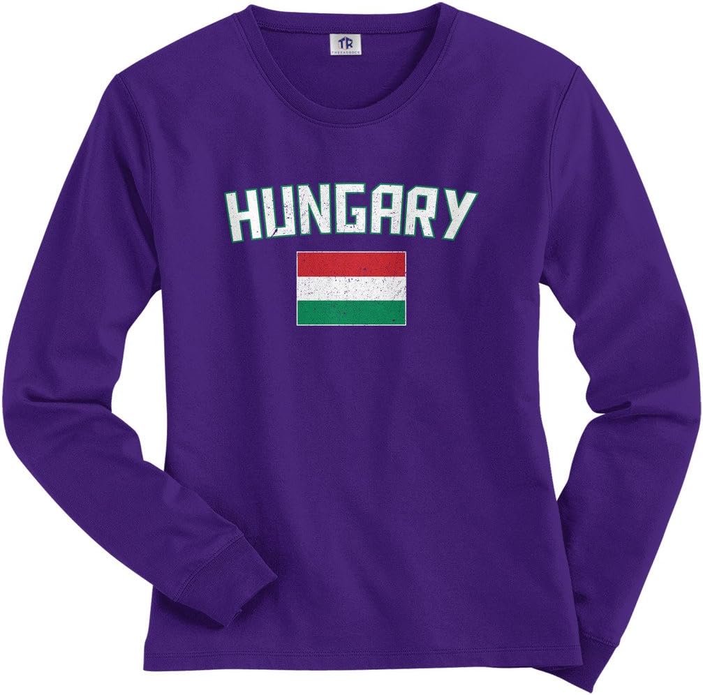 Threadrock Women's Hungary Flag Long Sleeve T-Shirt