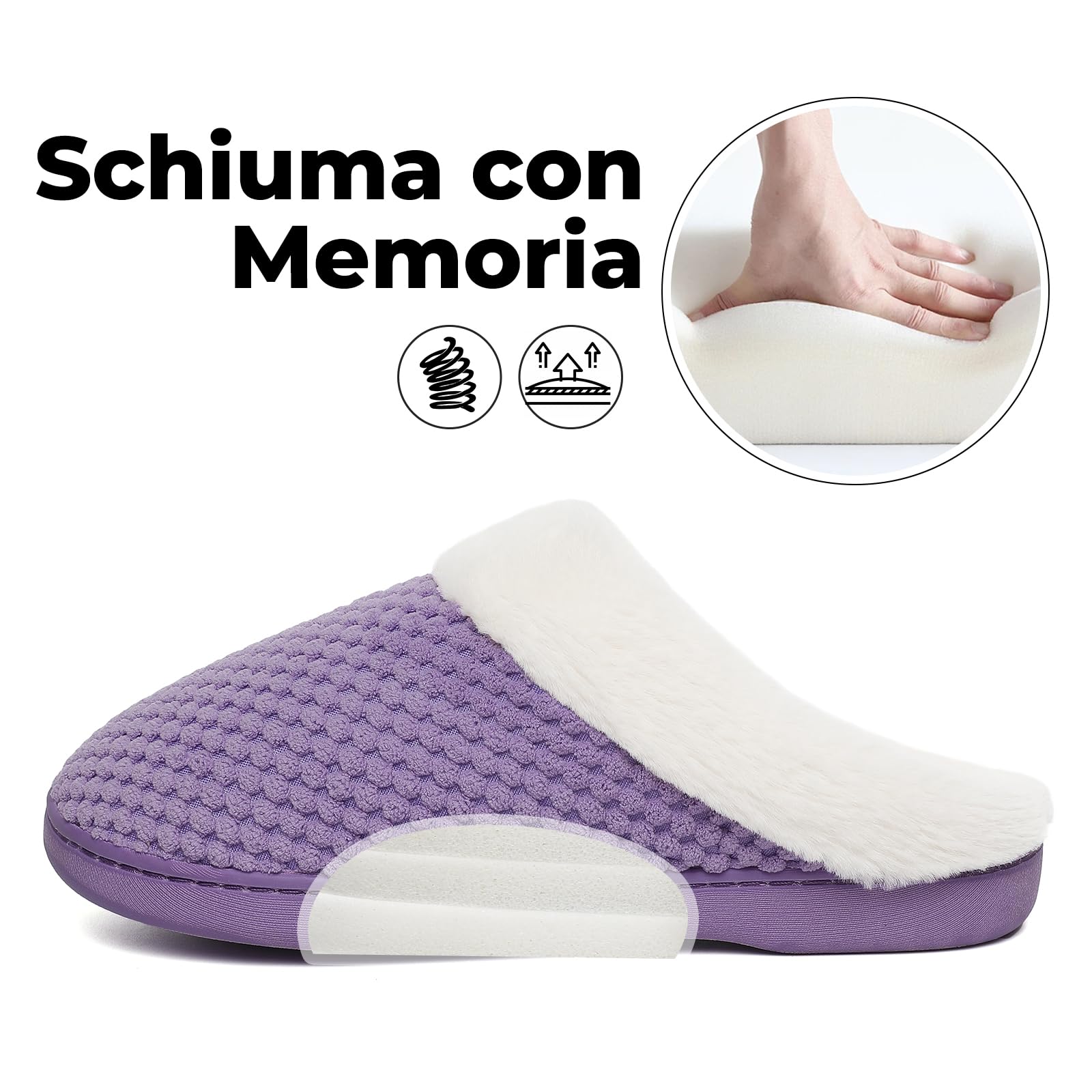Mishansha Pantofole Donna Uomo Memory Foam in Caldo Cotone Scarpe da Casa