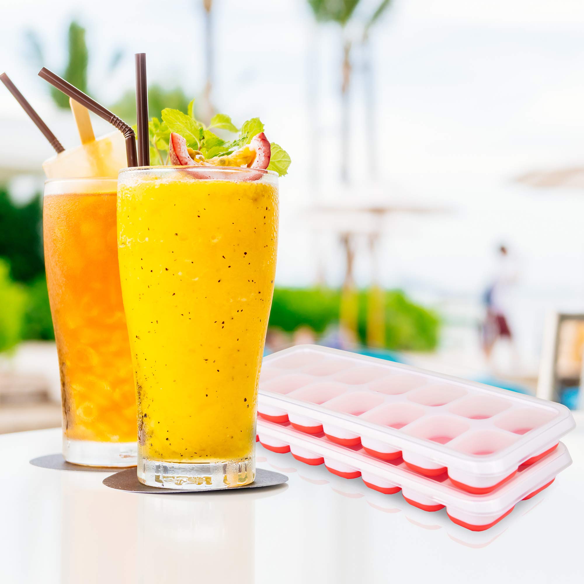 Lot De 2 Bacs à Glaçons Avec Couvercles Et Poubelle Pour Congélateur