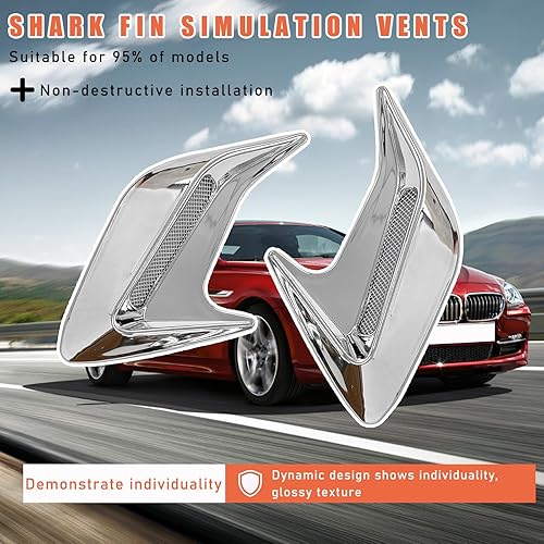 Miniatura 4 de Dickno 2 piezas de cubiertas de ventilación de flujo de aire para capó de automóvil, calcomanías decorativas para capó de ventilación de aire,