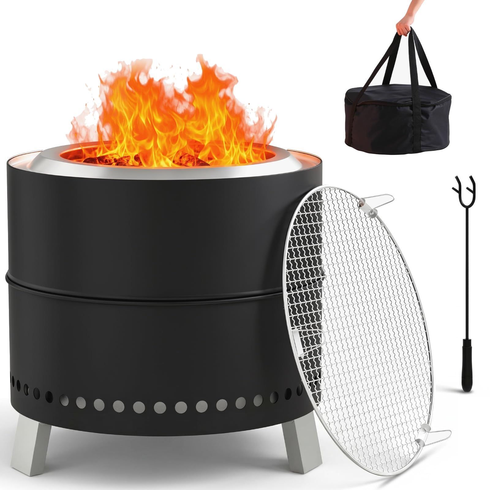 TLSUNNY Braciere Senza Fumo in Acciaio Inossidabile, Portatile Focolare