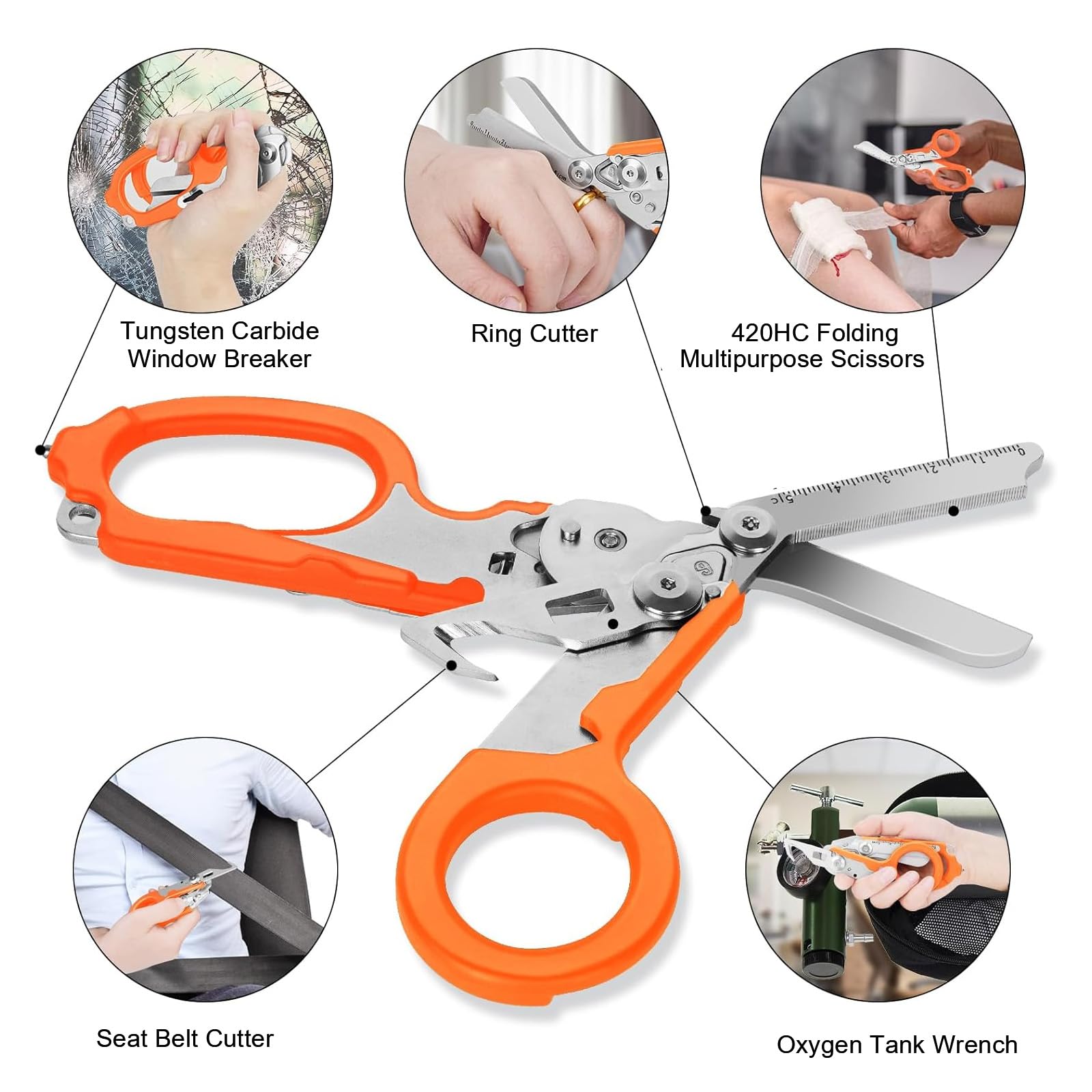 Pinza Multiuso, Multitool in Acciaio Inox con Fodero Portatile, Pinza Multifunzione Autobloccante, Pinza Pieghevole, Campeggio, Riparazione, Emergenza, Arancio