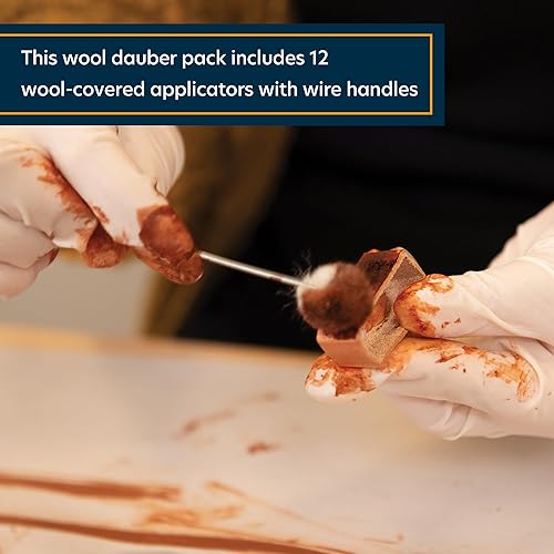 Miniatura 3 de Weaver Leather Supply Wool Dauber - Paquete de 12 para tinte de cuero, cepillo de bola de cobertura precisa con asas de alambre, pintadores de