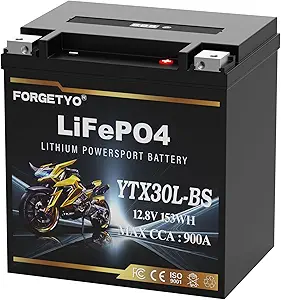 Lithium YTX30L-BS 12V 12AH Lithium Motorcycle Battery - 900A LiFePO4 for ATV, UTV, Jet Ski, and More