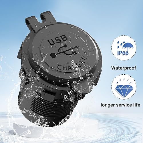 Miniatura 6 de Enchufe de cargador de coche USB C de 12 V, paquete de 2 carga rápida dual 3.0 y PD USB C puertos USB C para automóvil, salida USB de 12 voltios con