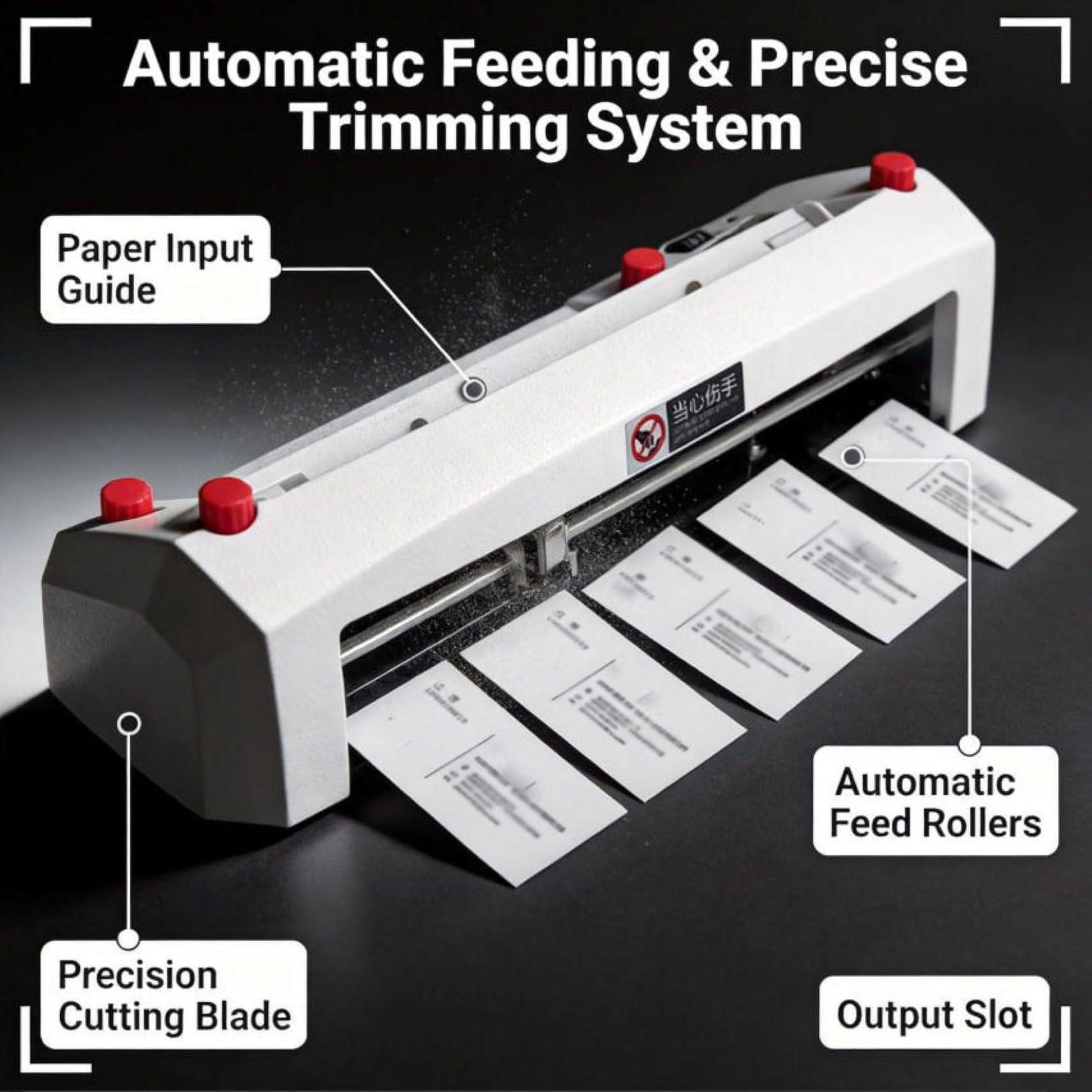 Taglierina automatica per biglietti da visita, 90 x 54 mm, tagliacarte, capacità di taglio A4, resistente, per stamperia e ufficio