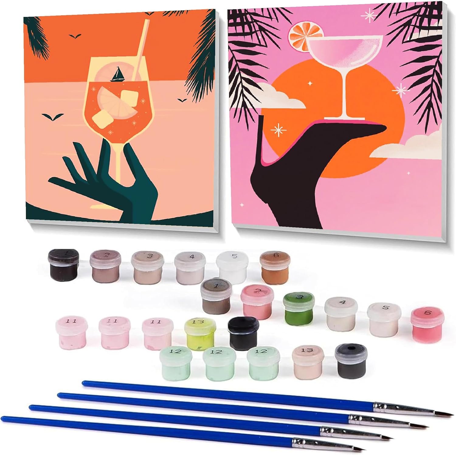 mjcakrn 2 Pack Framed Paint by Numbers Kit for Adults