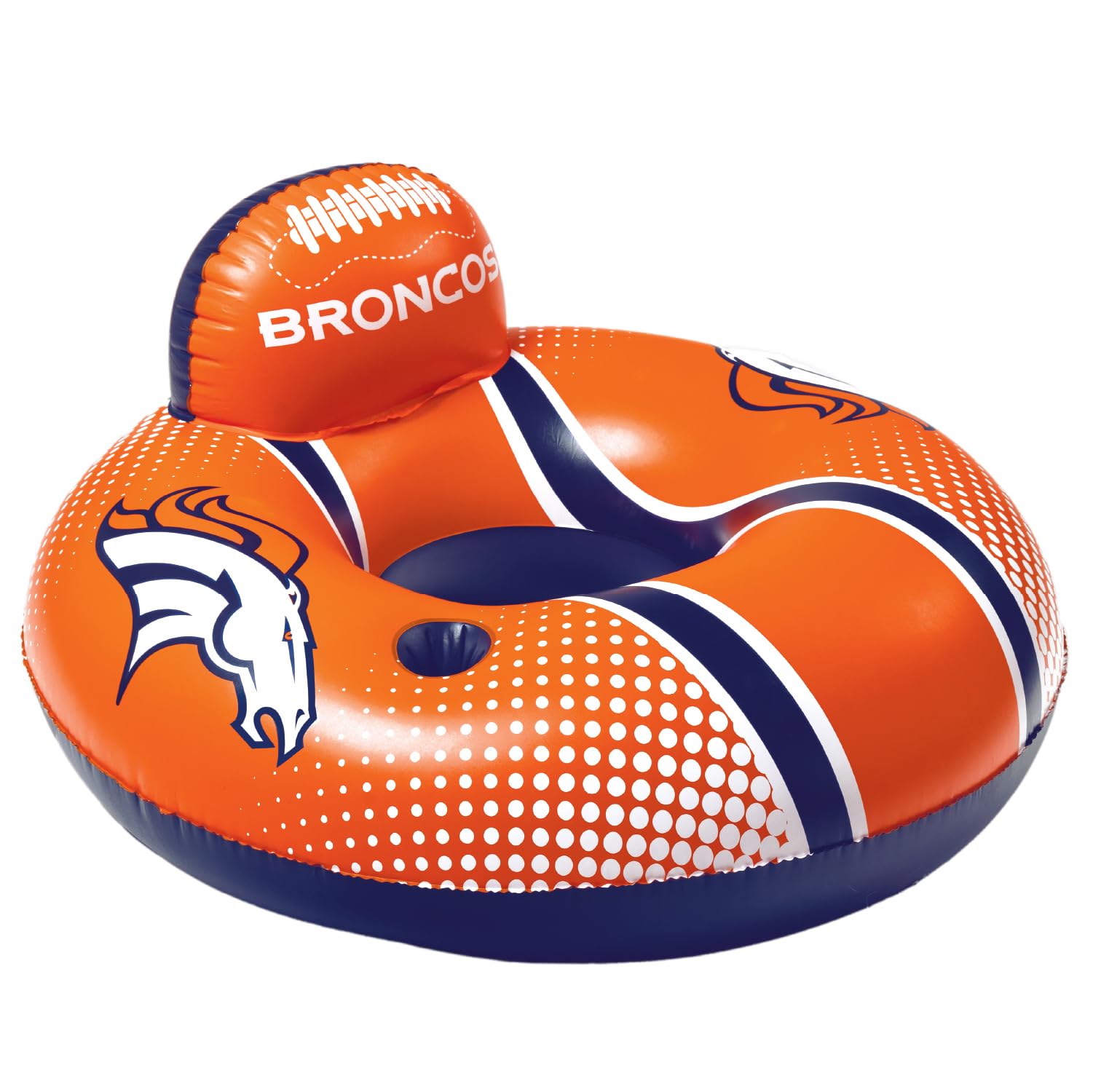 BigMouth Denver Broncos 42” Inflatable Pool Floats Officially Licensed NFL Fan Gear Merchandise Back Support Inner Tube for Adults and Teens