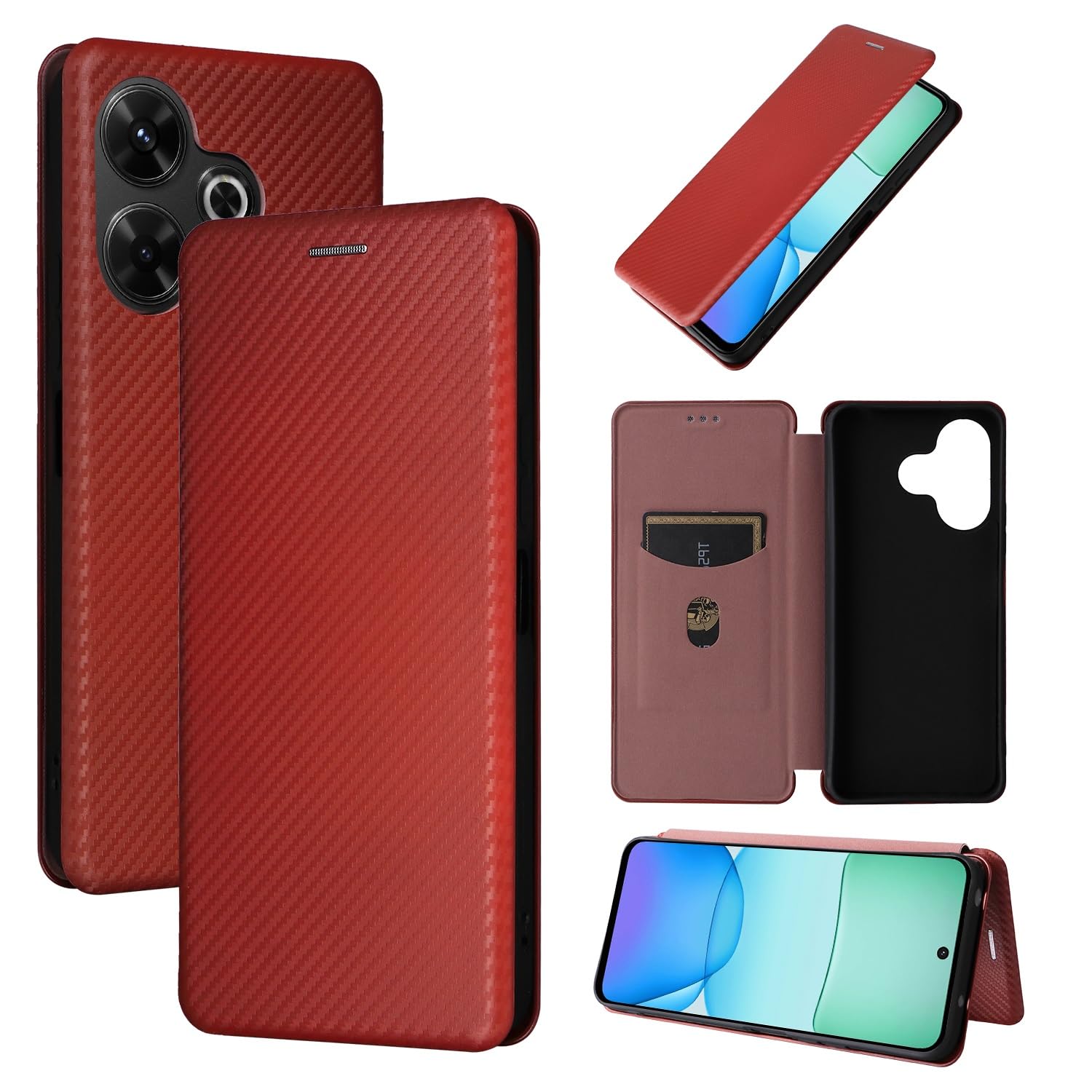Coque Xiaomi Redmi 13 4G marron texture fibre de carbone chic - 8