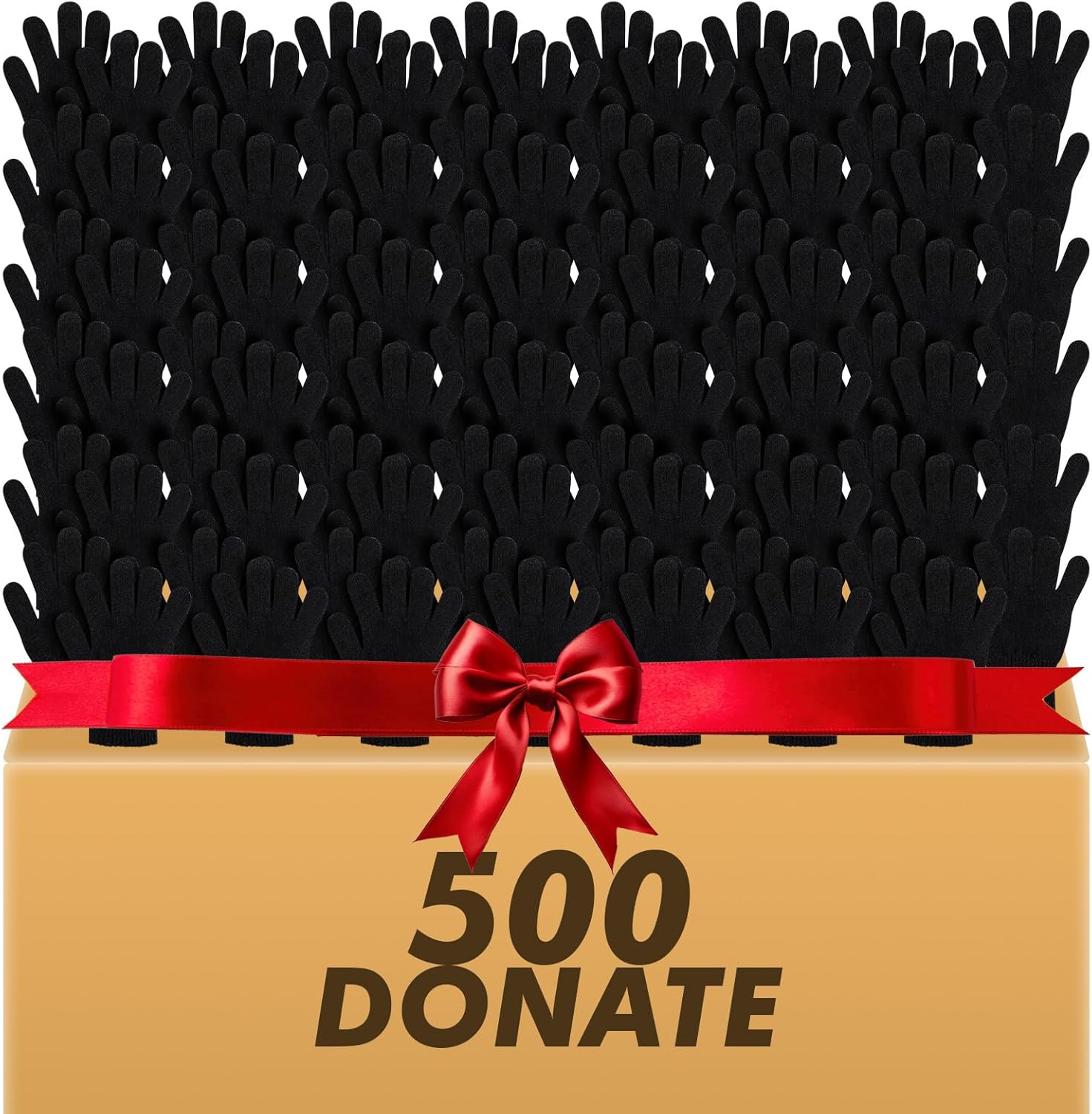 Handepo 500 Pair Winter Gloves Bulk Warm Knitted Gloves for Men and Women Cold Weather Gift for Homeless Charity Donation