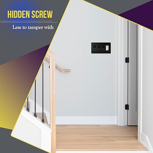 Miniatura 3 de ENERLITES SI8834-BK - Placa de pared decorativa sin tornillos, cubierta de enchufe segura, 4 entradas, 4.68 x 8.30 pulgadas (alto x largo), Negro