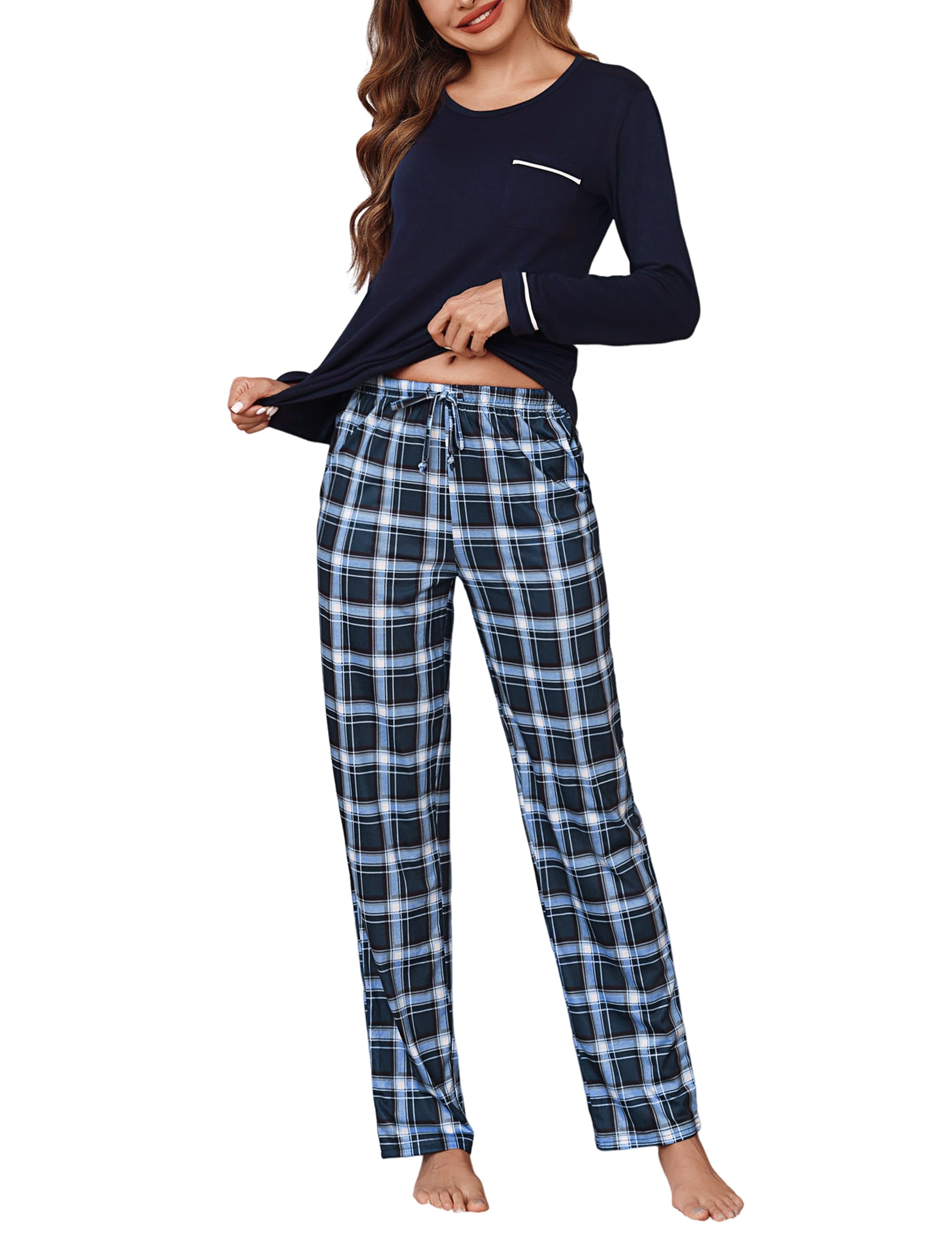 Irdcomps Women's Pyjama Sets Cotton Long Sleeve Ladies Pjs Loungewear Soft 2 Pieces Sleepw...