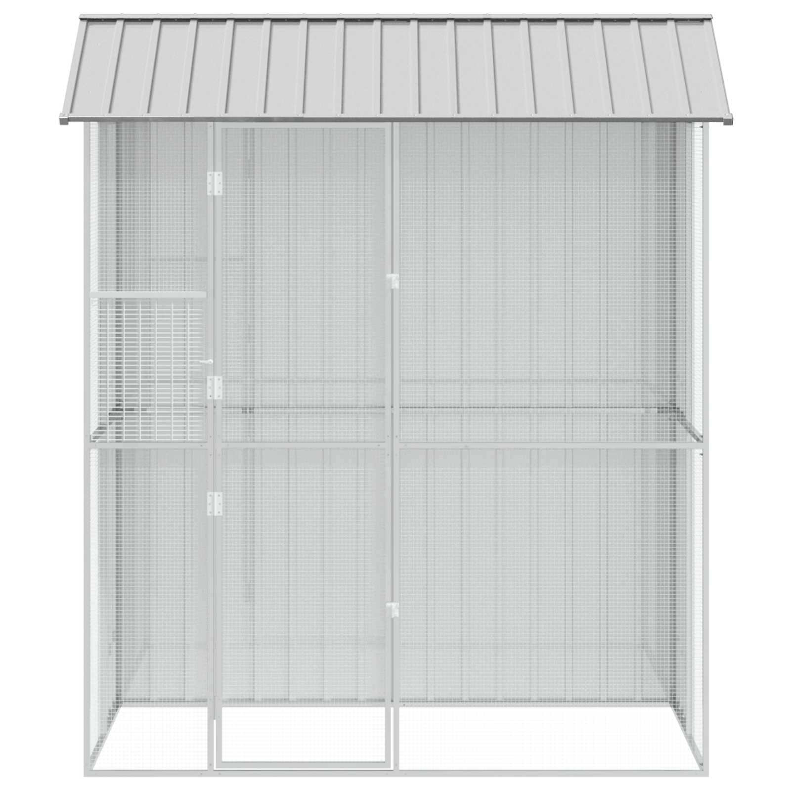 Generisch Vogelkäfig Grau 215 x 110 x 247 cm Verzinkter Stahl,Tier- & Haustierbedarf,Haustierbedarf,Vogelbedarf,Vogelkäfige & -ständer-3325173