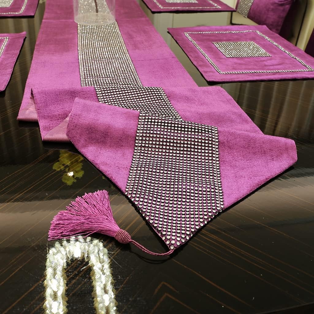 Table Runner Black Rhinestones Table Runner for Home Wedding Party Decoration(D,32*210cm)