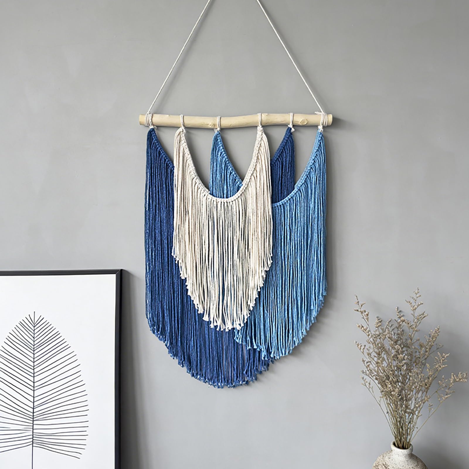 TaLcuS Boho Macrame Wall Hanging Woven Tapestry with Tassels, Aesthetic Bohemian Wall Art for Bedroom, Living Room, Apartment Backdrop(A1)