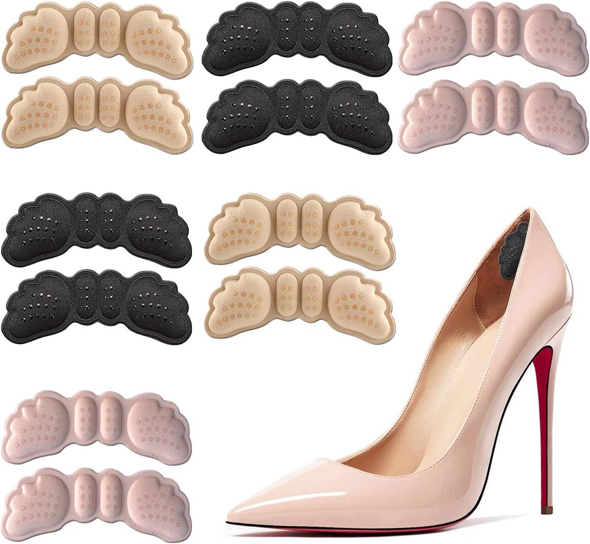 6 Pairs Heel Cushion Pads for Loose Shoes, Shoe Inserts for