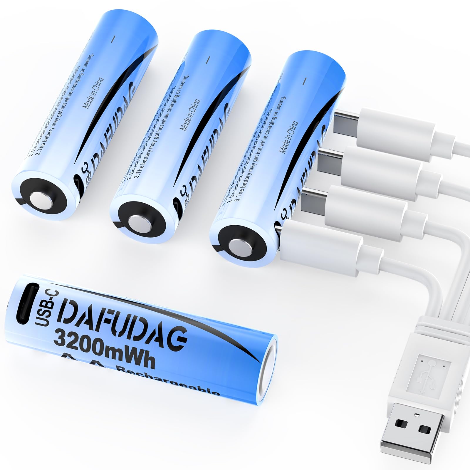 【新型】単三 充電池 USB-C充電 1.5V リチウムイオン 3200mWh 2100mAh 充電式 単3電池 2000回循環使用 専用充電器不要 単三 USB充電電池