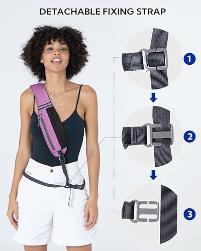 Miniatura 2 de WATERFLY Mochila bandolera bandolera bolsa de viaje senderismo bolsa de pecho mochila, Púrpura (nuevo estilo)