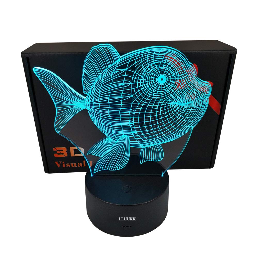 LLUUKK Visual 3D Night light Lamp Clownfish Fish Sea animal toys Desk Lamp Table decoration household accessories Kids gift boys festival for animal lovers