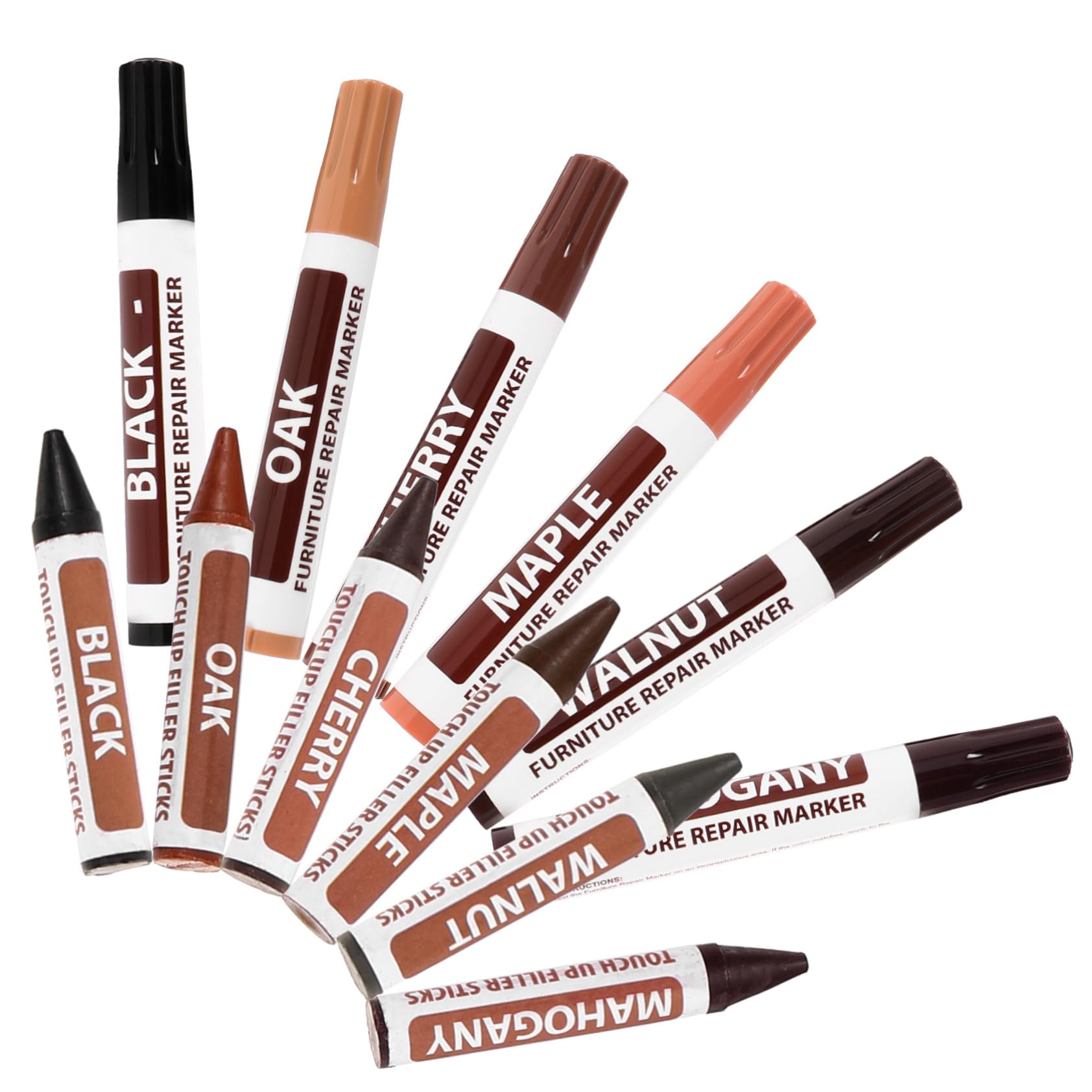 IWOWHERO 1Set Furniture Repair Pens Up Markers for Wood and Fast Drying Manual Floor Furniture Repair Kit Easy to Use for Scratches and Dents