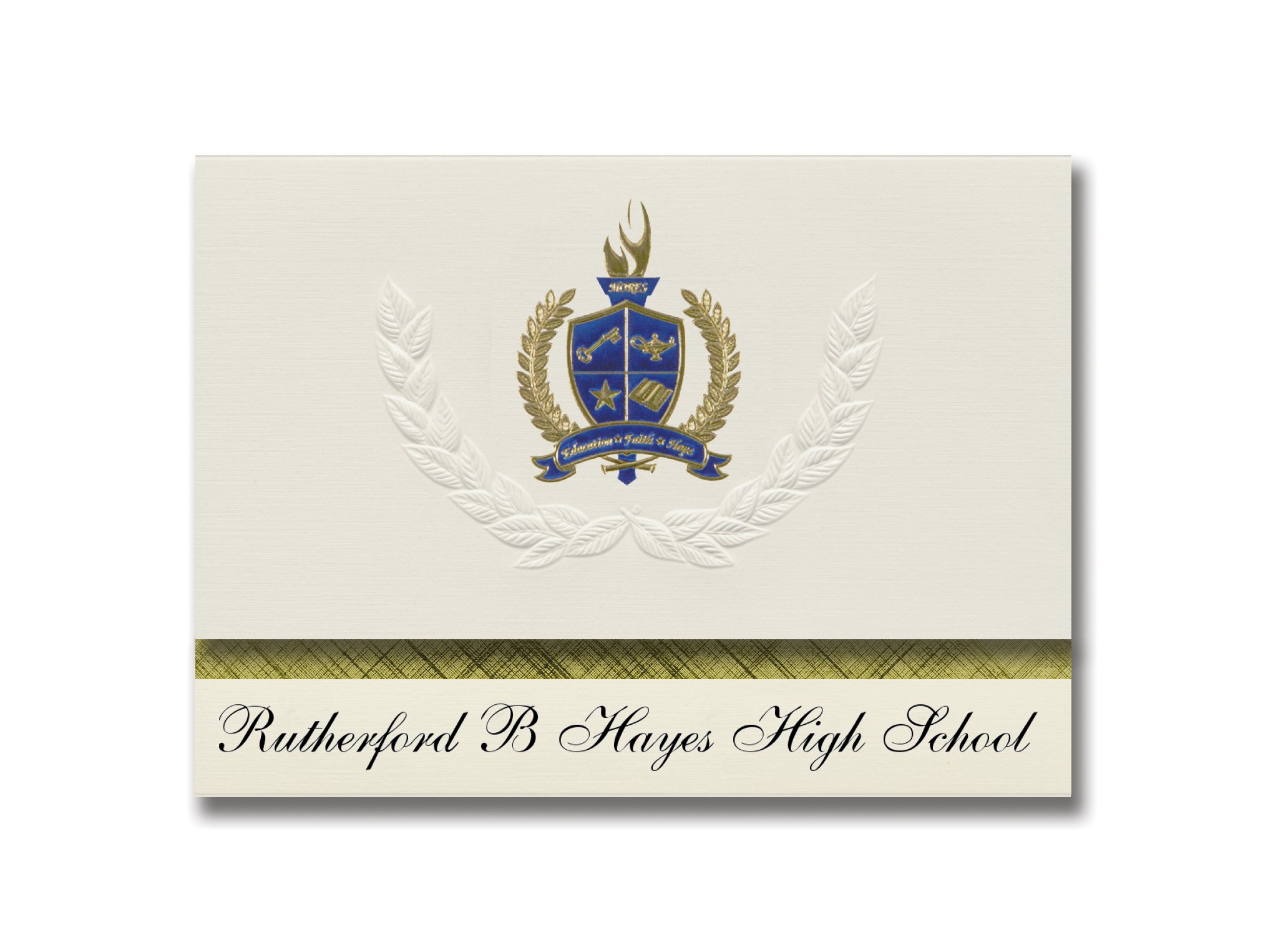 Signature Announcements Rutherford B Hayes High School (Delaware, OH) Graduation Announcements, Presidential style, Elite package of 25 with Gold & Blue Metallic Foil seal