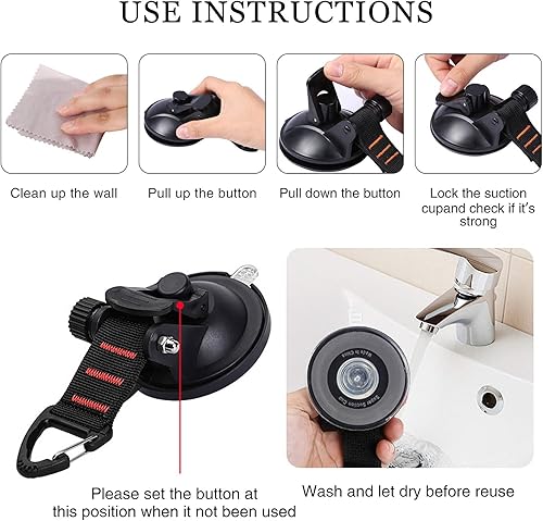 Miniatura 3 de CONBOLA - Ganchos de ventosa de alta resistencia 4 piezas para automóvil, accesorios de camping mejorados con gancho de sujeción, ventosa para