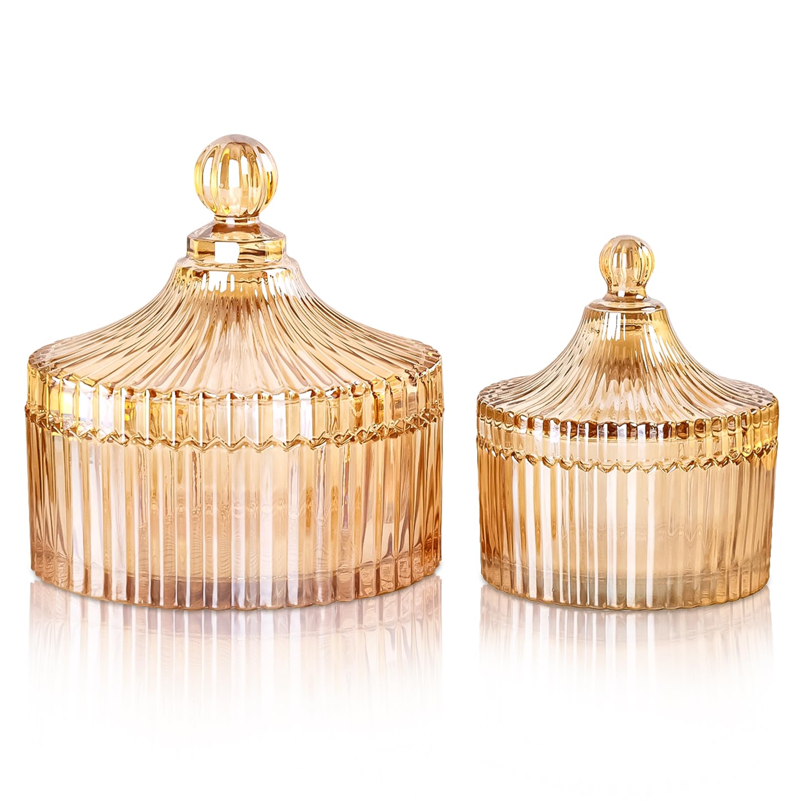 R FLORY 2 Pack Qtip Holder Apothecary Jars with Lids Glass Q Tip Holder for Bathroom Set Decorative