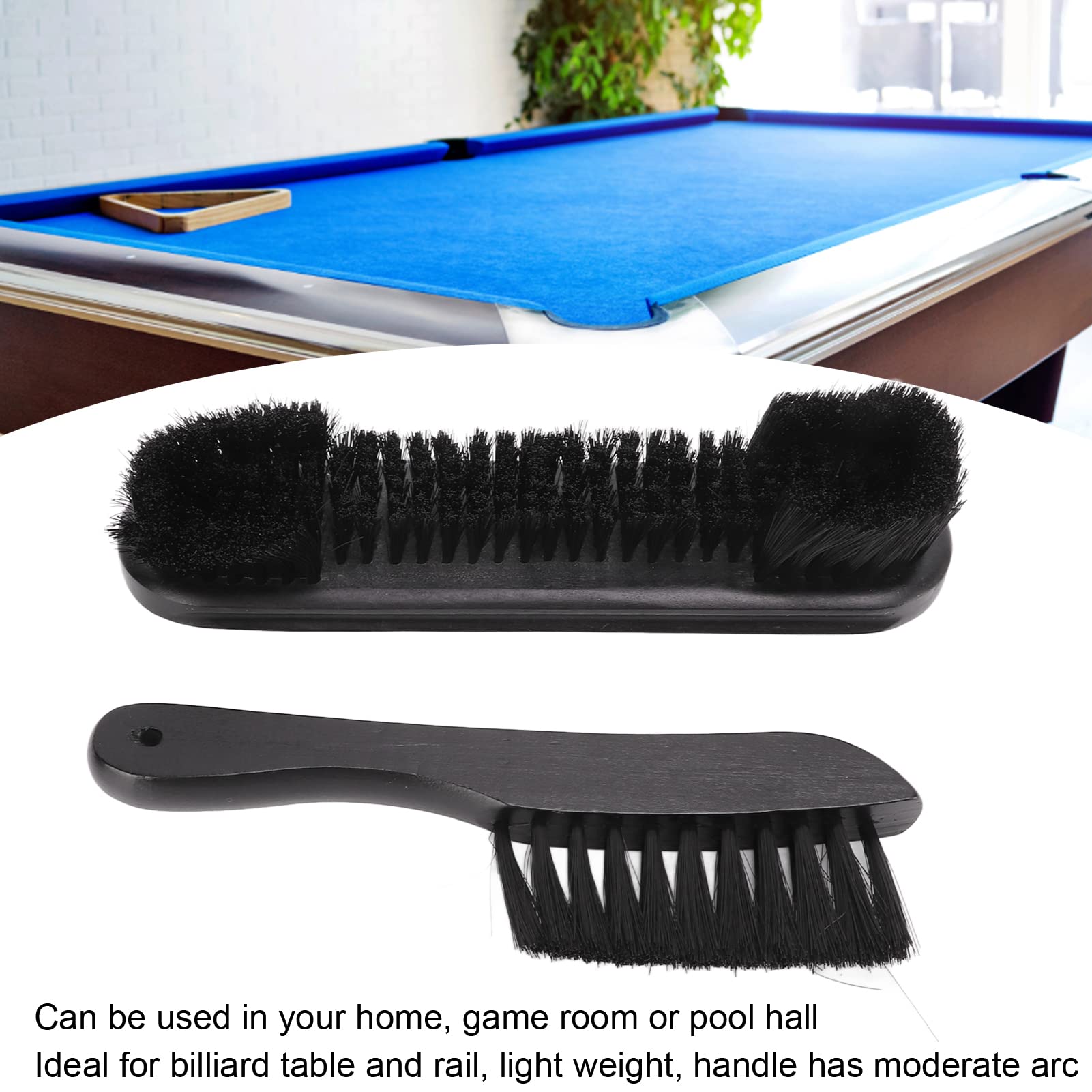 2 Pcs 9 in Pool Table Brush, 8.5In Pool Table Accessories Billiards Table Brush Rail Brush,with Wood Handle for Cleaning, Pool Table Brush Billiard Brush Kit Pool Table Brush Set Pool Table Clean