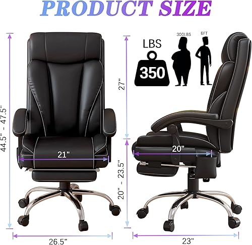 Miniatura 3 de Silla de oficina de masaje, silla de oficina ergonómica grande y alta, silla de escritorio de 350 libras de ancho con respaldo alto de masaje de