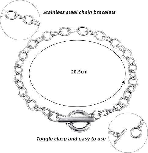 Miniatura 2 de 45 cadenas de pulsera con cierre de palanca OT de acero inoxidable, cadenas de eslabones para hacer joyas, pulseras para mujeres, suministros de