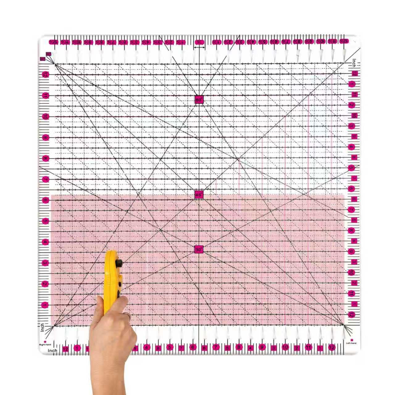 Photo 1 of Tujurich Quilting Rulers 12.5" x 12.5", Clear Acrylic Sewing Rulers, Slotted Quilting Ruler for Precise Fabric Cutting, Patchwork Template Tool for Sewing, Quilting & Crafting