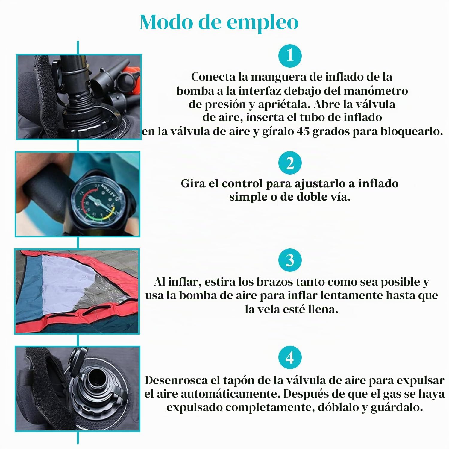 Vela de Windsurf para Adultos, Vela compacta Profesional para Paddle Surf, Superficie Azul y roja, rotación de Base de 360°, para Windsurf.