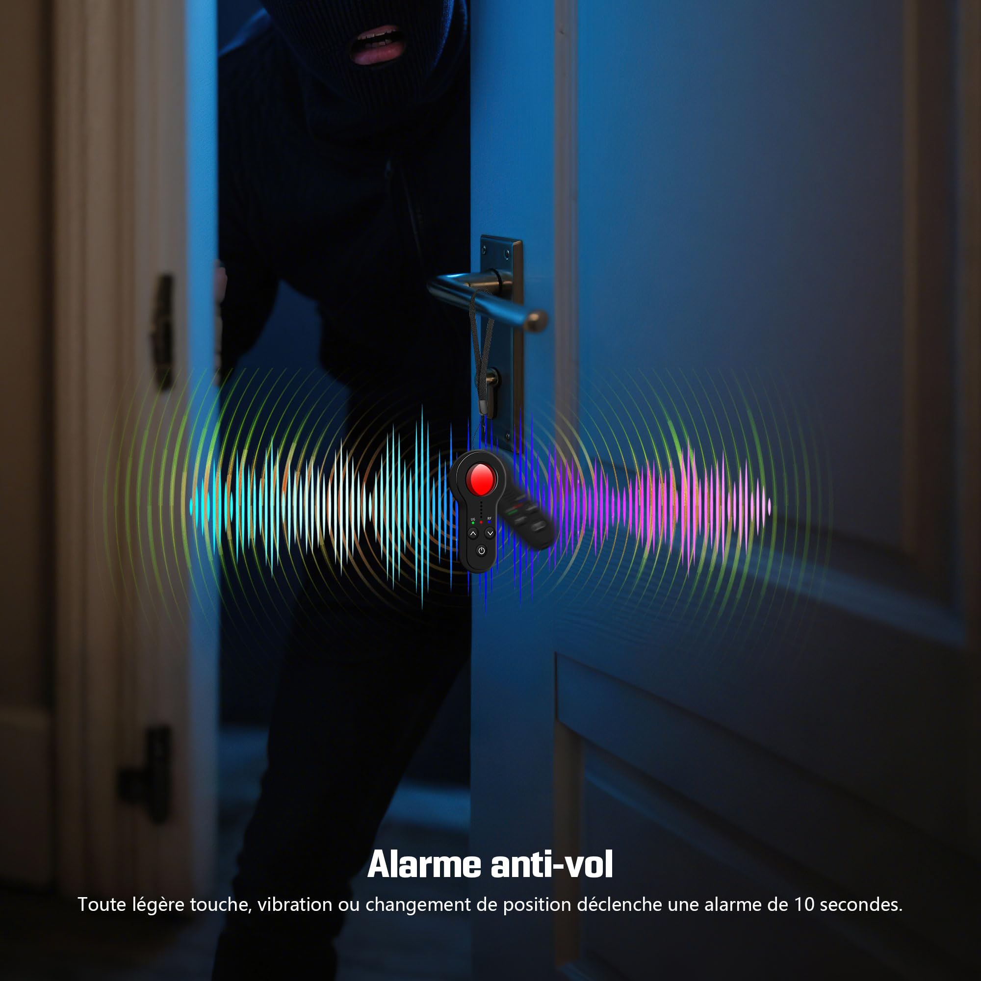 Détecteur de Caméra Cachée, Micro Espion Détecteur, Detecteur de Camera, 5 Niveaux de Sensibilité, Détecteur d'Écoute Anti-espionnage pour Hôtel, Maison, Voiture, Bureau, Voyage